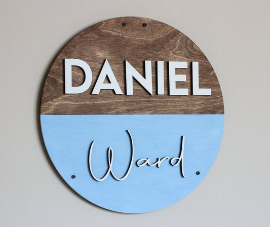 Color Dip Block Custom Baby Name Sign l Circle Name Sign l