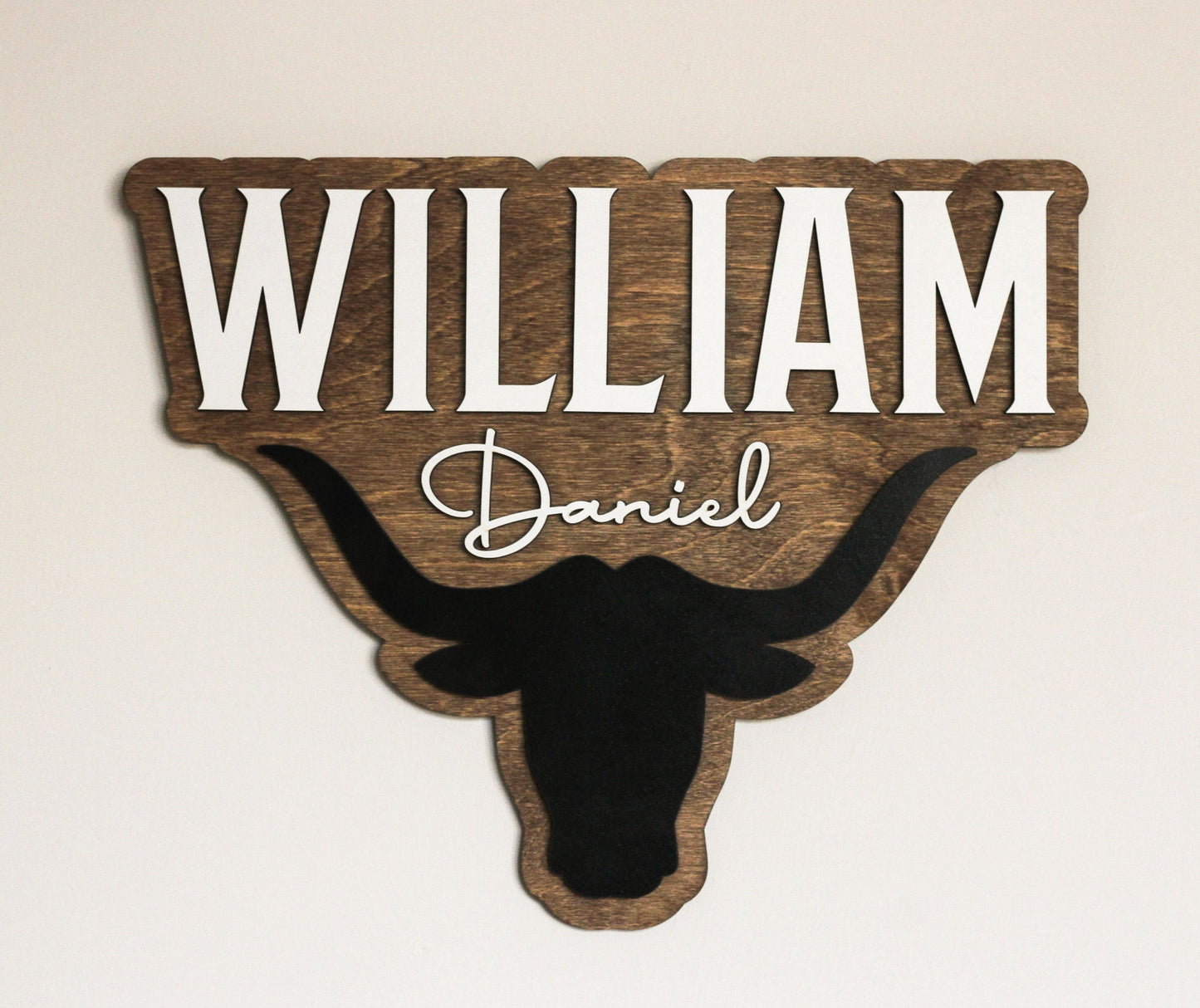 Western Baby Sign l Bull Horn Baby Name Sign l Western Nursery Decor l Longhorn Name Sign l Bull Horn Child Name Sign l Rodeo Sign