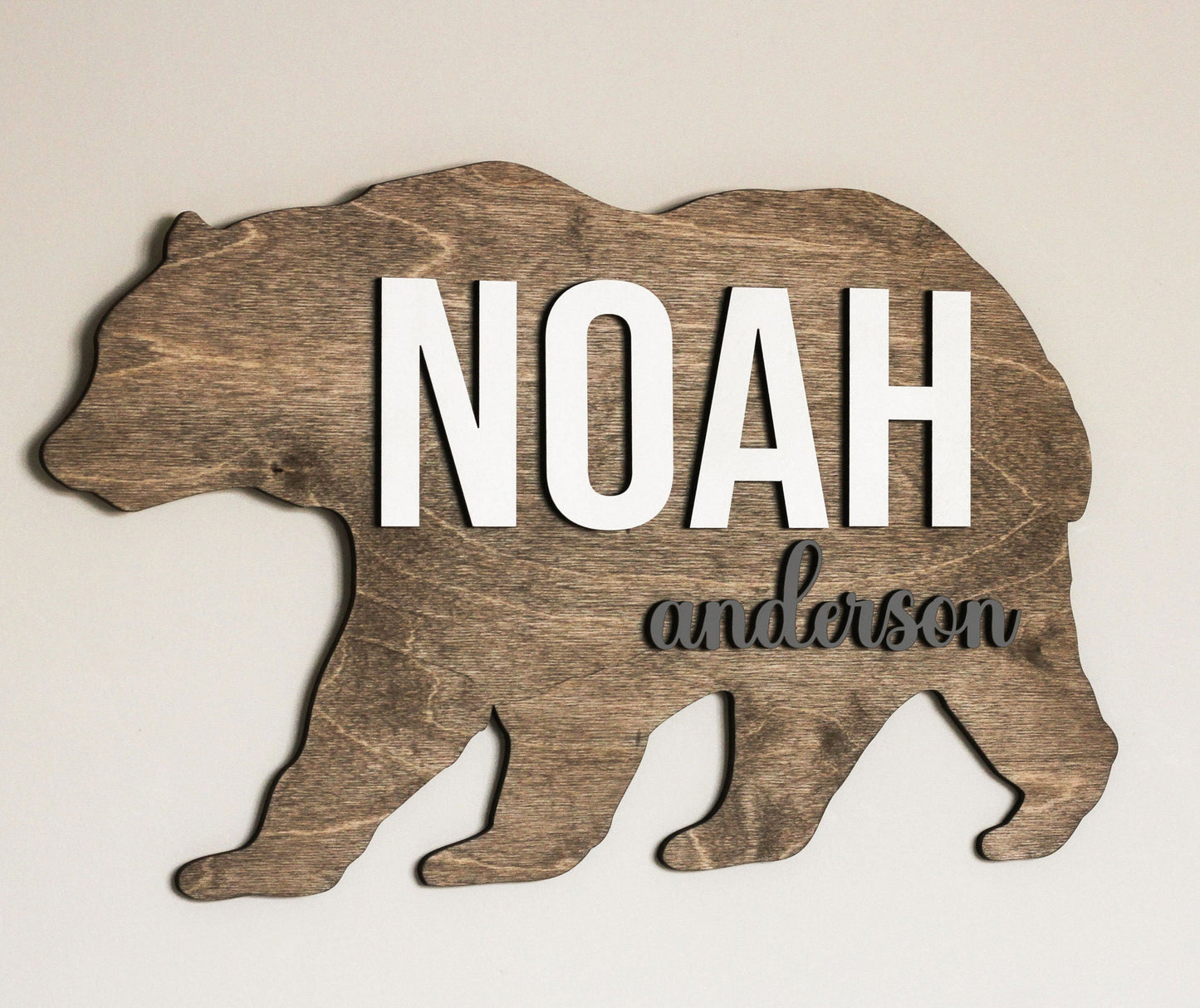 Bear Sign l Custom Name Sign l Wood Bear Children Name Sign l Bear Baby Shower Sign l Nursery Wall Art