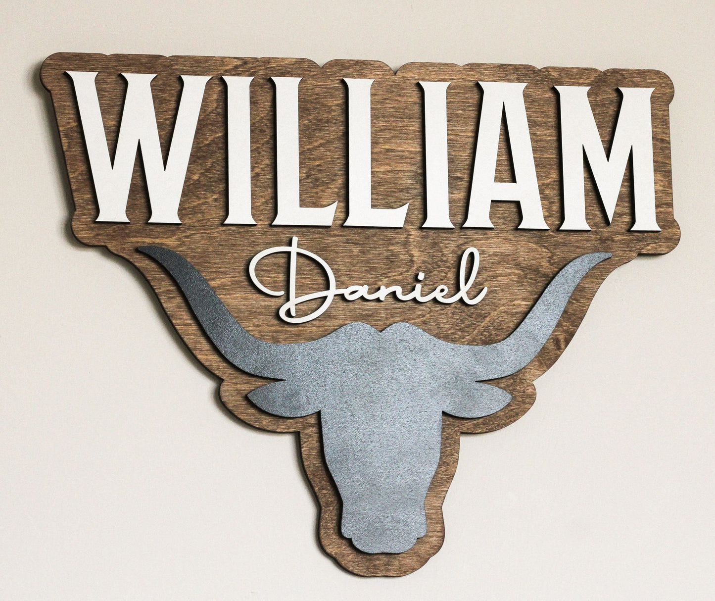 Western Baby Sign l Bull Horn Baby Name Sign l Western Nursery Decor l Longhorn Name Sign l Bull Horn Child Name Sign l Rodeo Sign