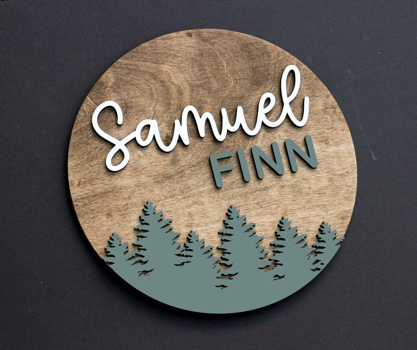 Woodland Nursery Name Sign l Forest Name Sign l Round Baby Sign l Circle Nursery Sign l Round Wood Name l Forest Theme Sign