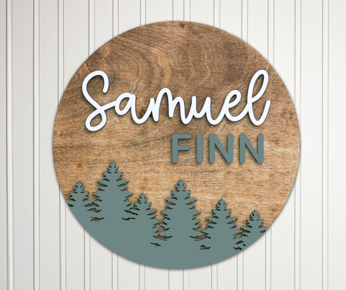 Woodland Nursery Name Sign l Forest Name Sign l Round Baby Sign l Circle Nursery Sign l Round Wood Name l Forest Theme Sign