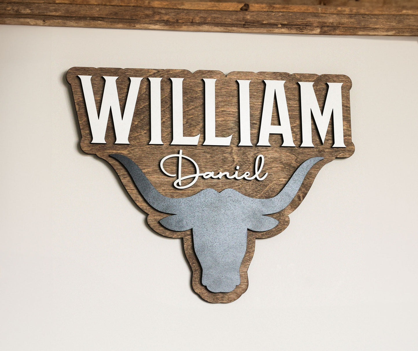 Western Baby Sign l Bull Horn Baby Name Sign l Western Nursery Decor l Longhorn Name Sign l Bull Horn Child Name Sign l Rodeo Sign