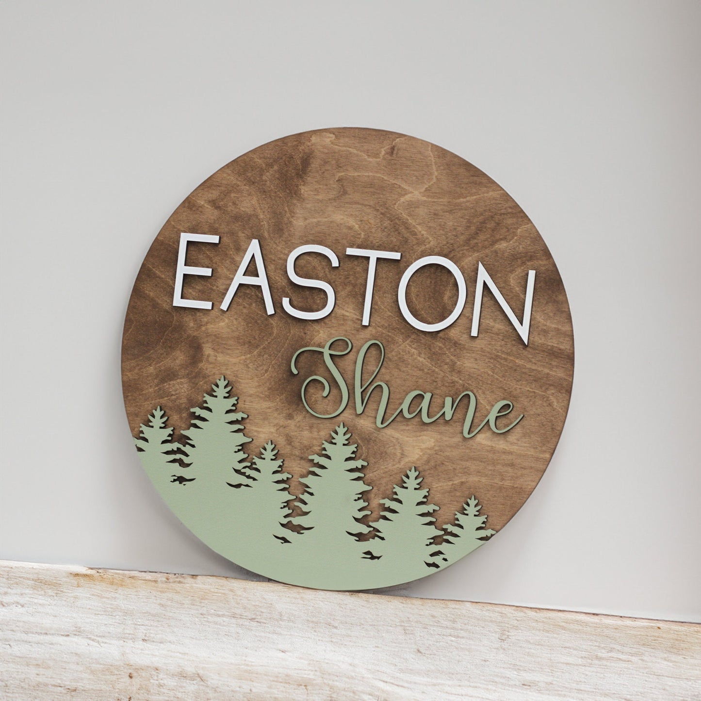 Nursery Name Sign l Forest Themed Round Sign l Wall Decor l Woodland Nursery l Personalized Nursery Decor l Baby Shower