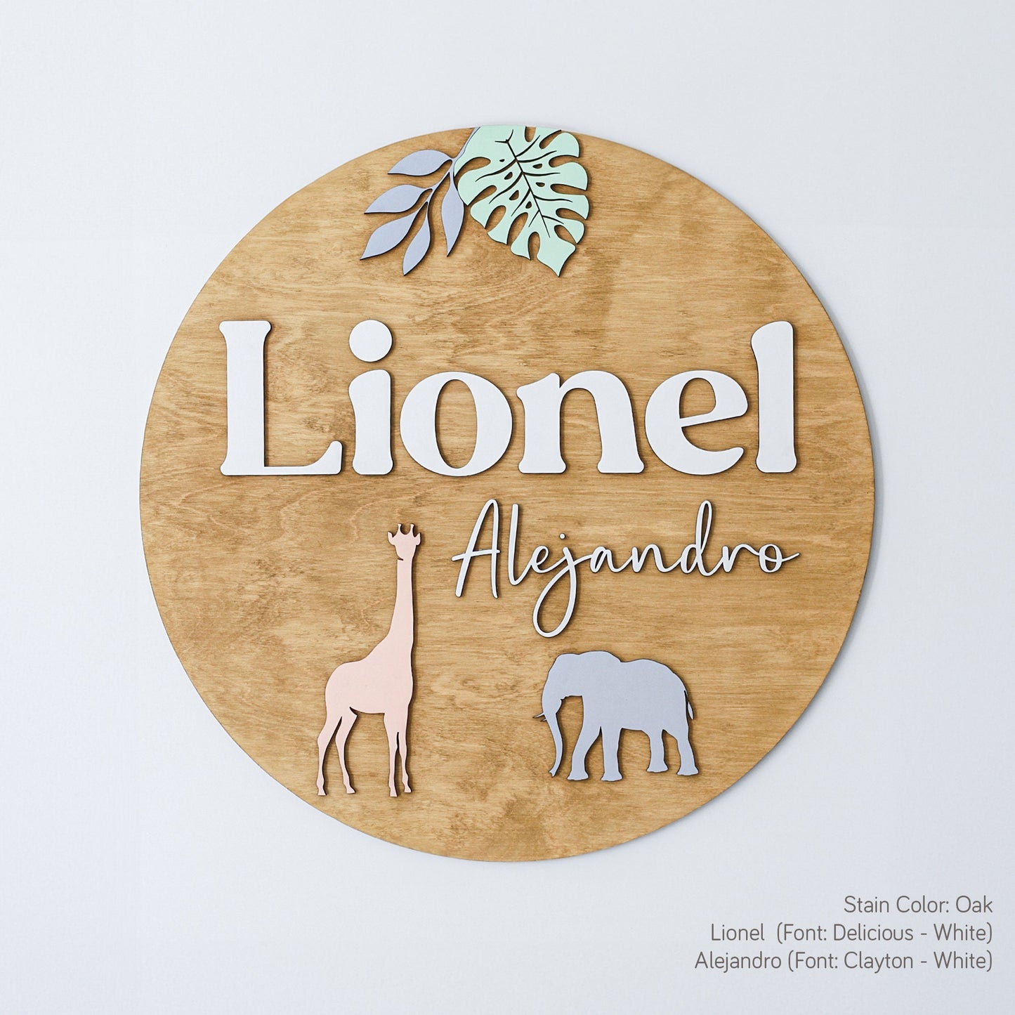 Safari Name Sign for Nursery  l Safari Theme Wood Round Sign l Nursery Wall Art l Circular Name Sign l Nursery Wall Signs l Boho Safari