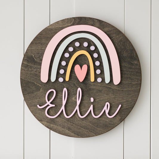 Rainbow Nursery Name Sign l Wooden Name Sign Nursery Girl l Nursery Name Sign l Personalized Name Sign