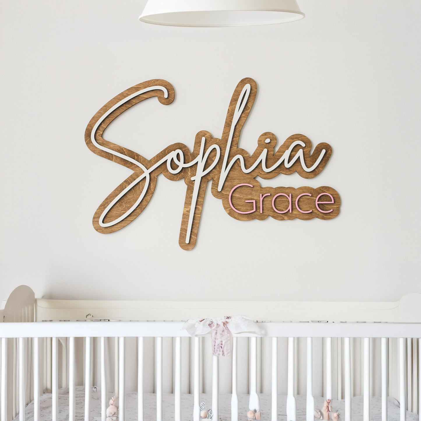 Layered Name Sign, Large Custom Wood Name Sign, Boho Girl Name Sign, Boy Name Sign, Crib Sign, Cut Out Sign, First and Middle Name Sign