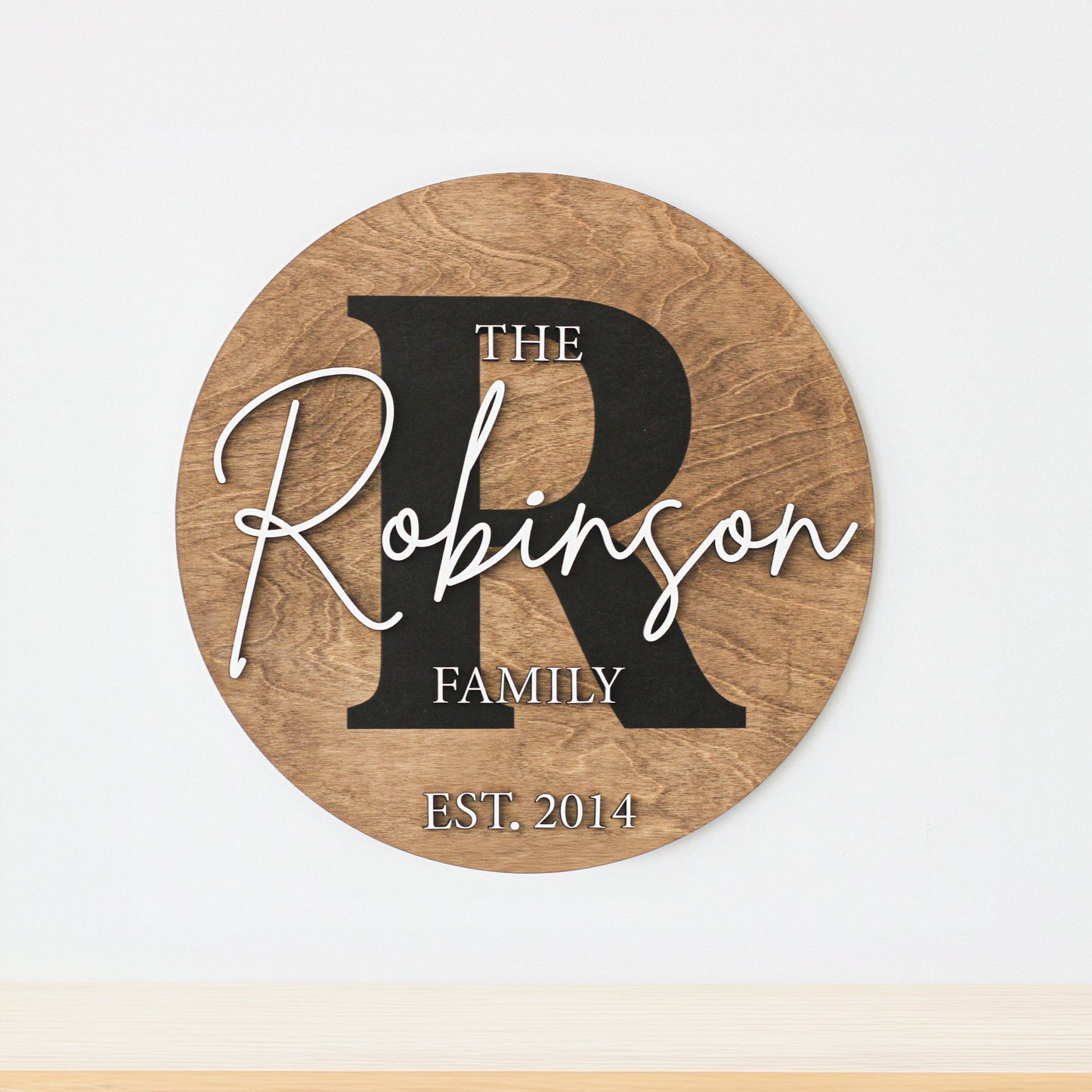 Round Last Name Sign, Round Wedding Sign, Established Sign, Family Gift, Custom Family Gift, Wood First  Home Gift