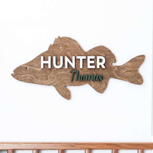 Custom 3D Wood Fishing Name Nursery Sign - Newborn Lake House Decor, Woodland Baby Shower Gift