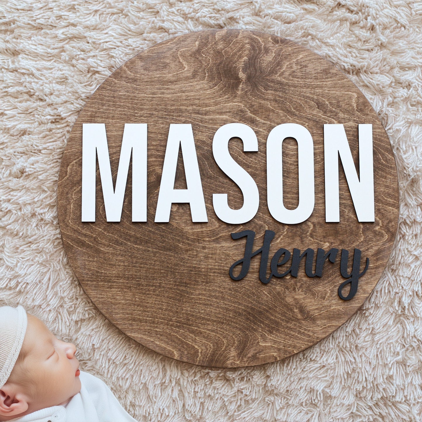 Personalized Boho Wooden Nursery Room Decor Baby Shower Gift, Custom 3D Name Sign for Kids